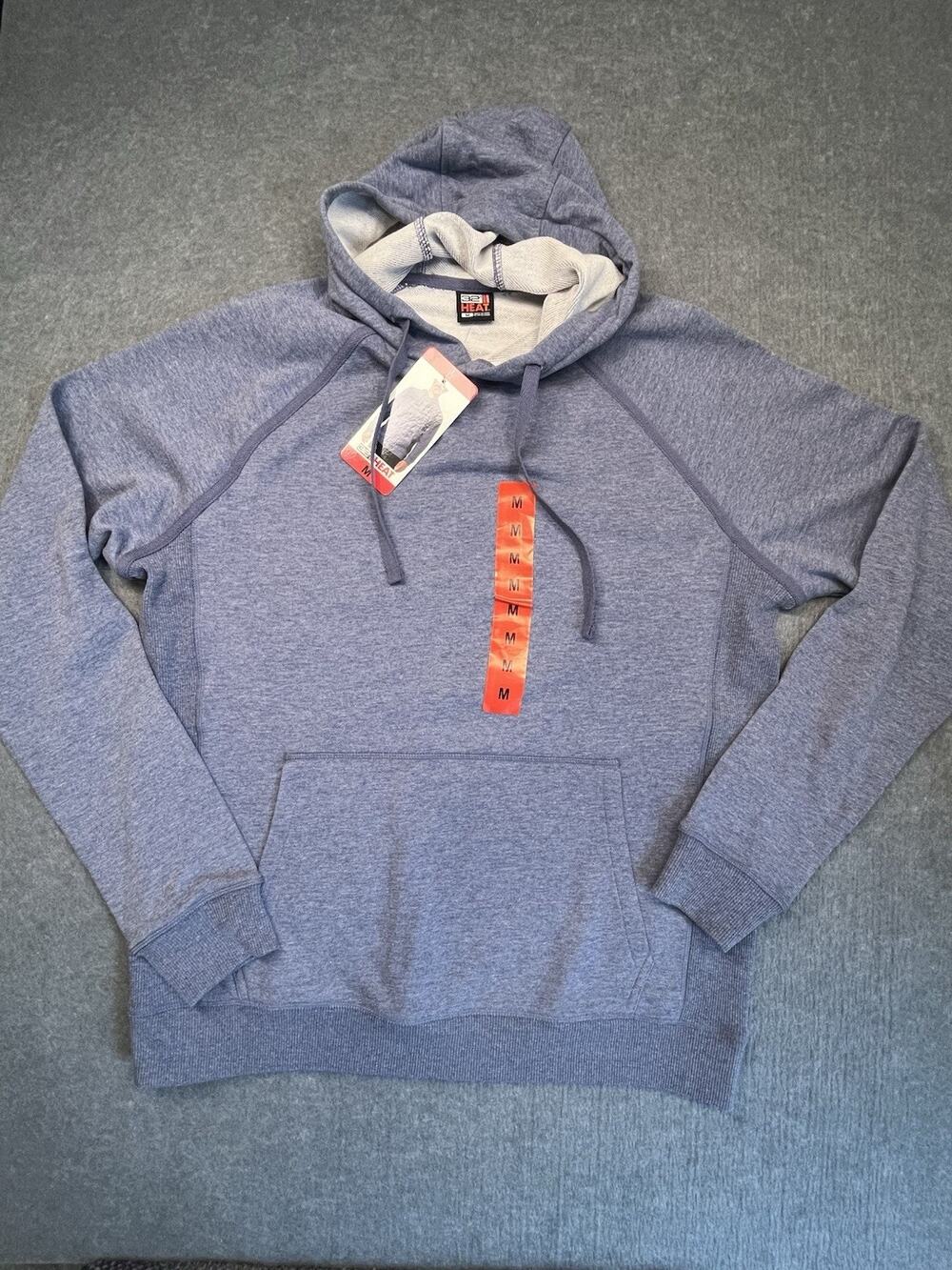NEW WITH TAGS 32 Degrees Heat Mens Medium Blue Pullover Hoodie Sweatshirt
